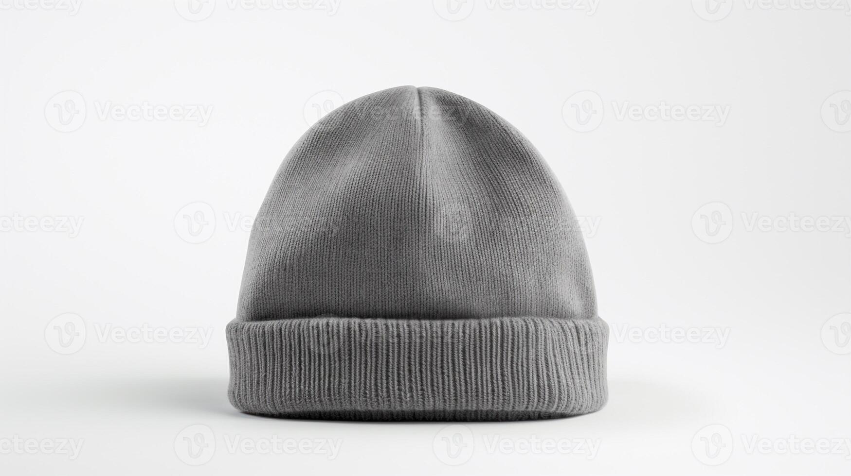 AI generated Photo of Gray Beanie Hat isolated on white background. AI Generated