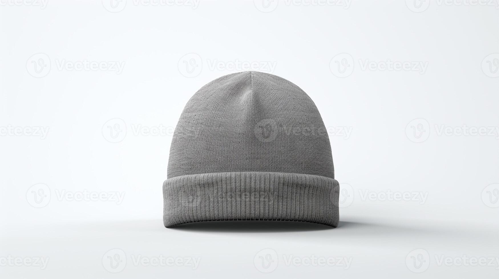 AI generated Photo of Gray Beanie Hat isolated on white background. AI Generated