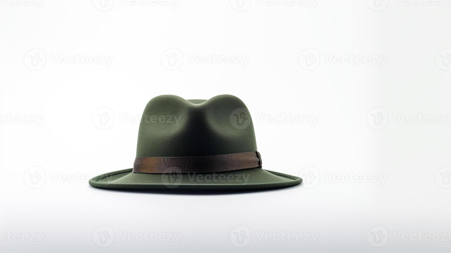 AI generated Photo of Dark Green Fedora Hat isolated on white background. AI Generated