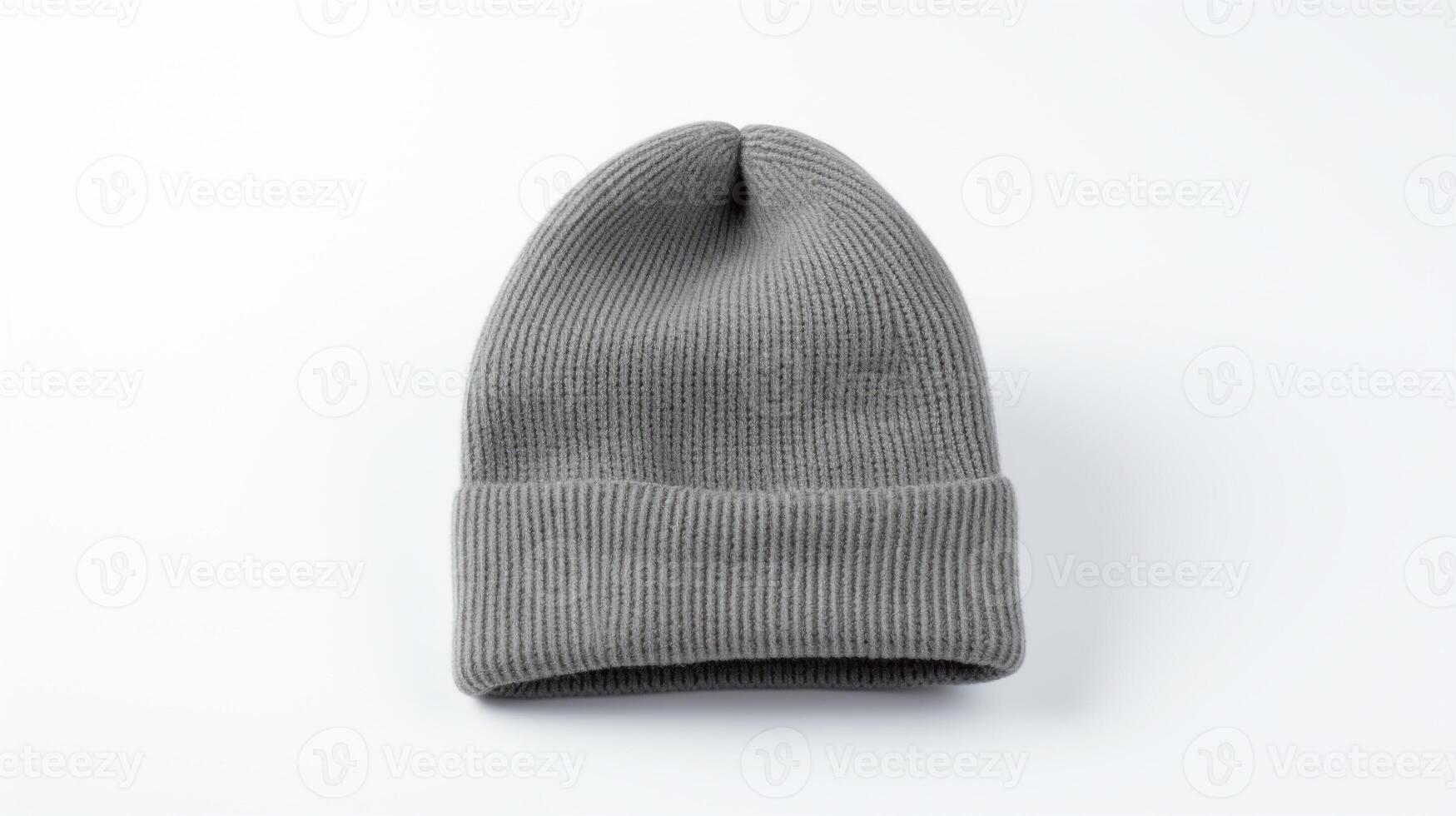 AI generated Photo of Gray Beanie cap isolated on white background. AI Generated