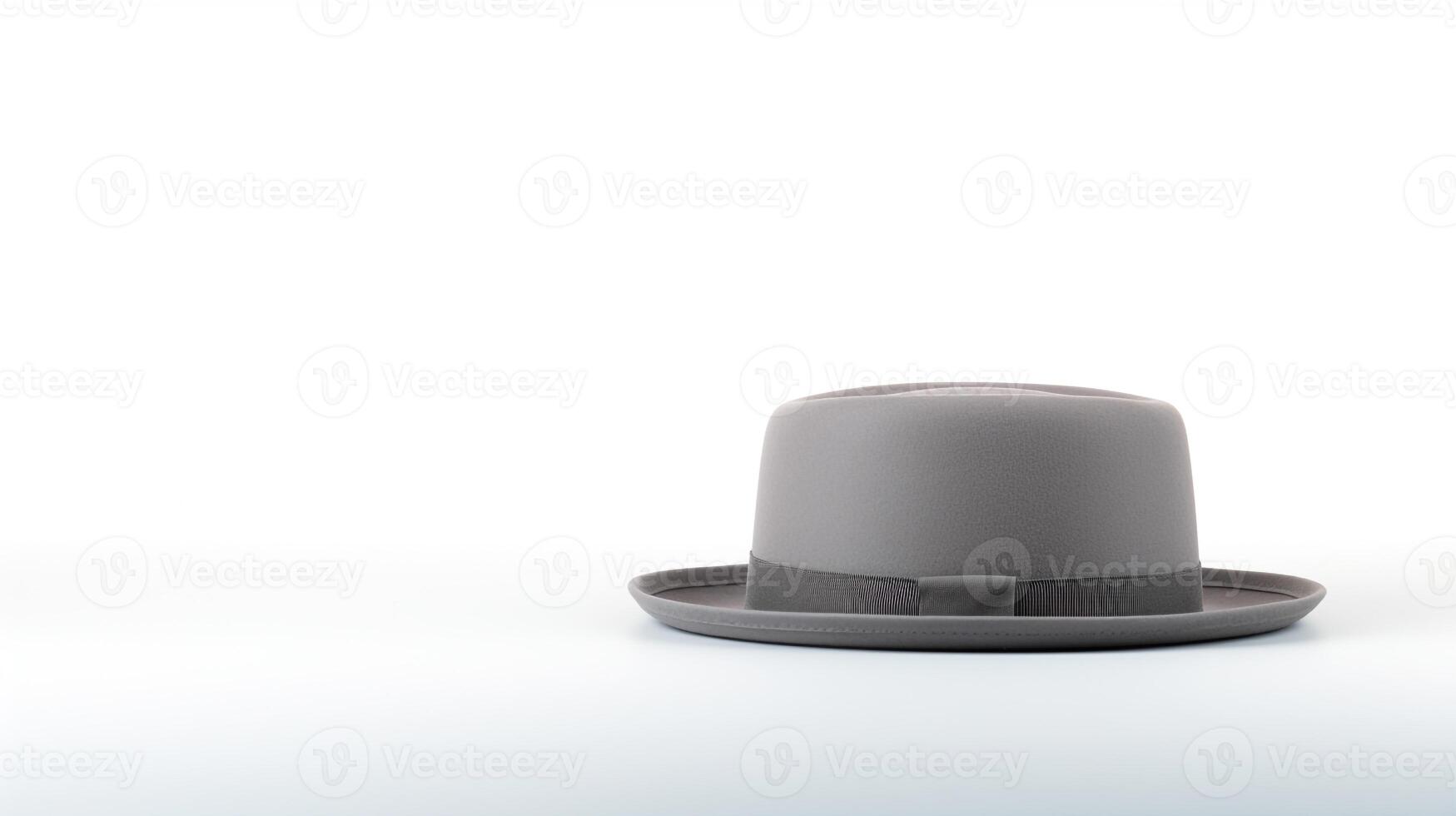 AI generated Photo of Gray Pork Pie Hat isolated on white background. AI Generated