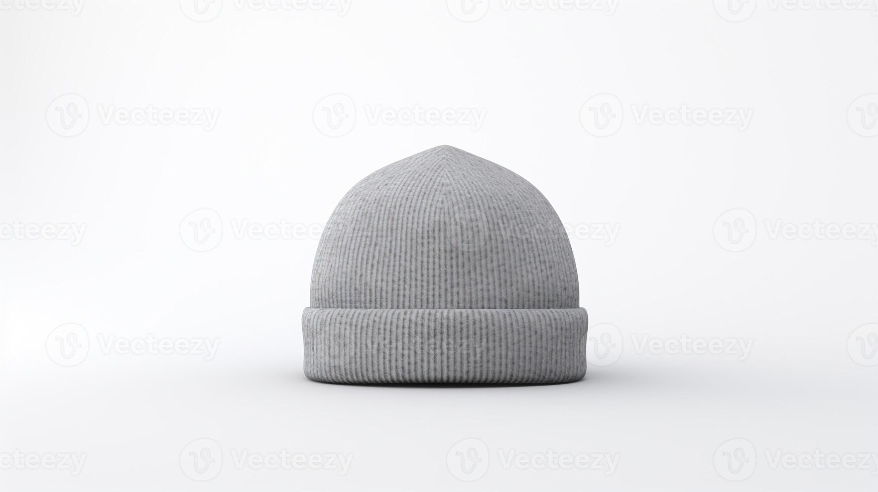 AI generated Photo of Gray Beanie cap isolated on white background. AI Generated