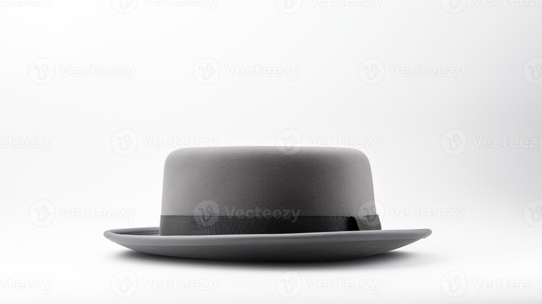 AI generated Photo of Gray Pork Pie Hat isolated on white background. AI Generated