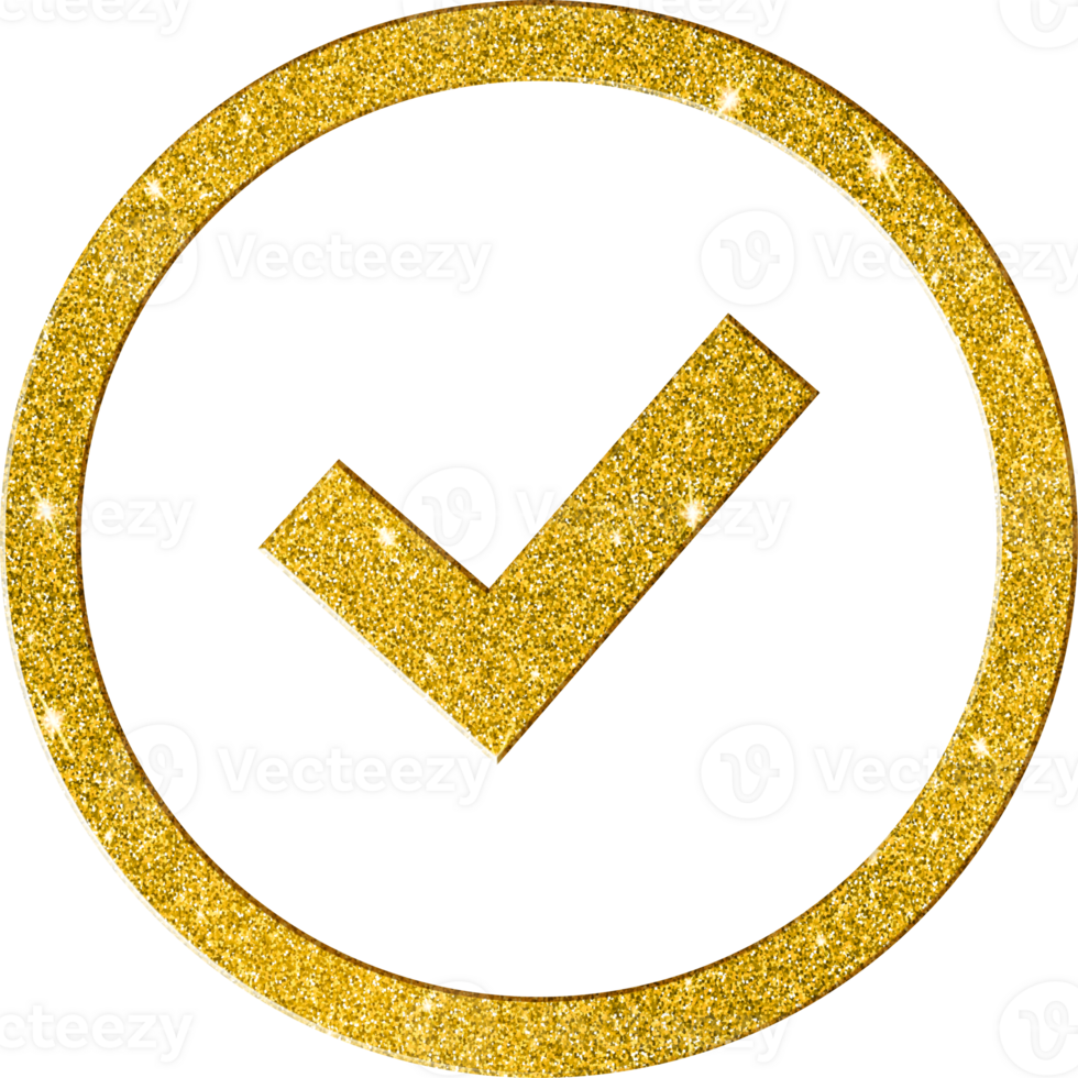 Elegant Gold Glitter Checkmark Icon png