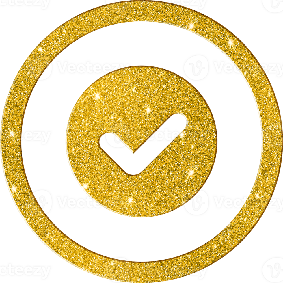 Deluxe Gold Glitter Sparkling Checkmark Icon png