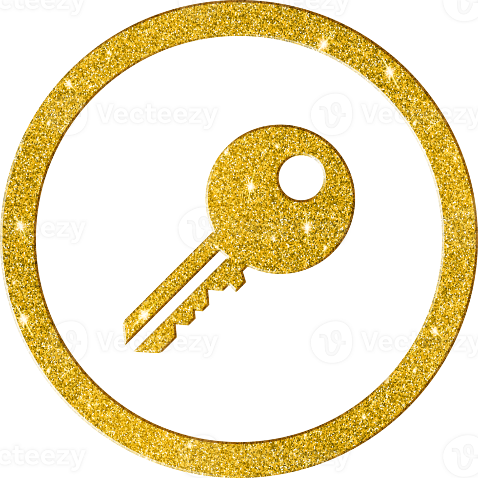 Golden Glitter Key Security Icon png