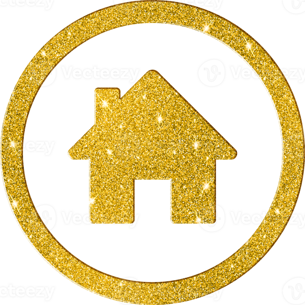 Shimmering Gold Glitter Home Icon png