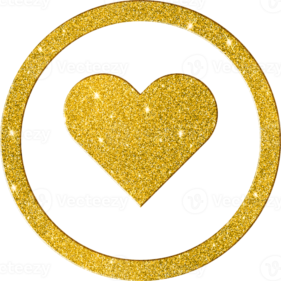 Sparkling Gold Glitter Heart Protection Icon png