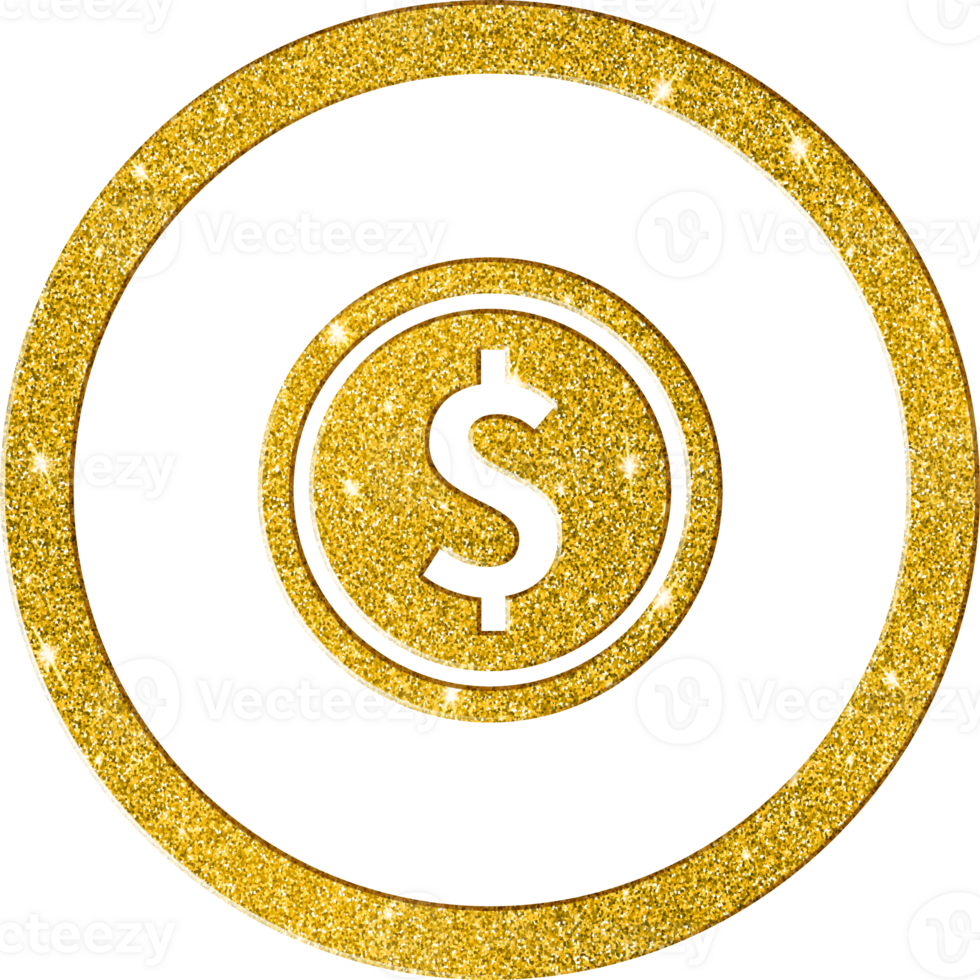 Elegant Gold Glitter Dollar Sign Icon png