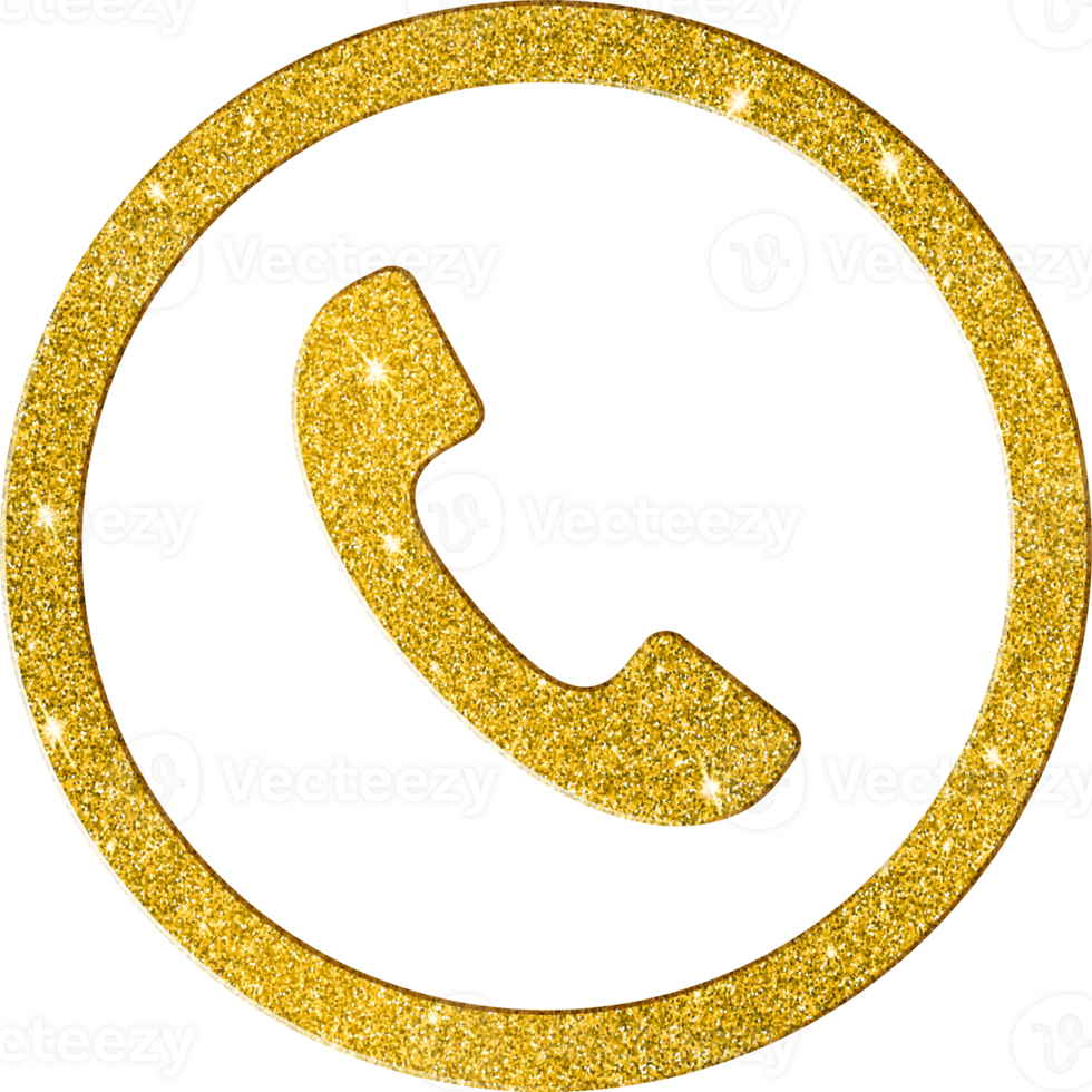 Sparkling Gold Glitter Telephone Communication Icon png