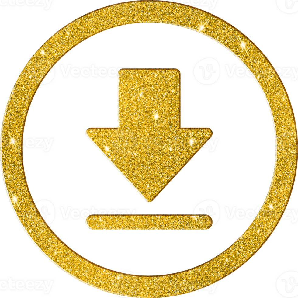Shimmering Gold Glitter Download Arrow Icon png