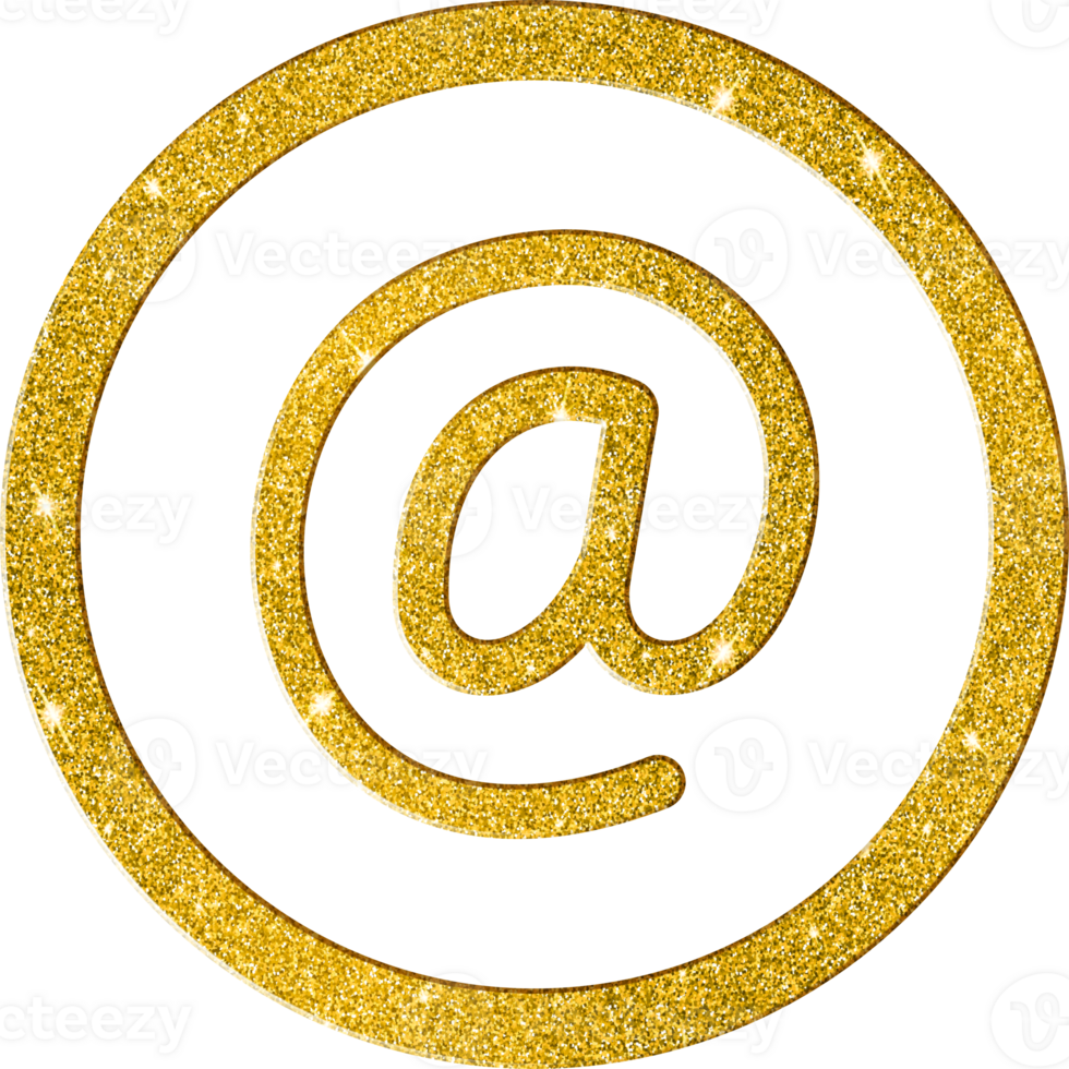Gleaming Gold Glitter Email Symbol Icon png