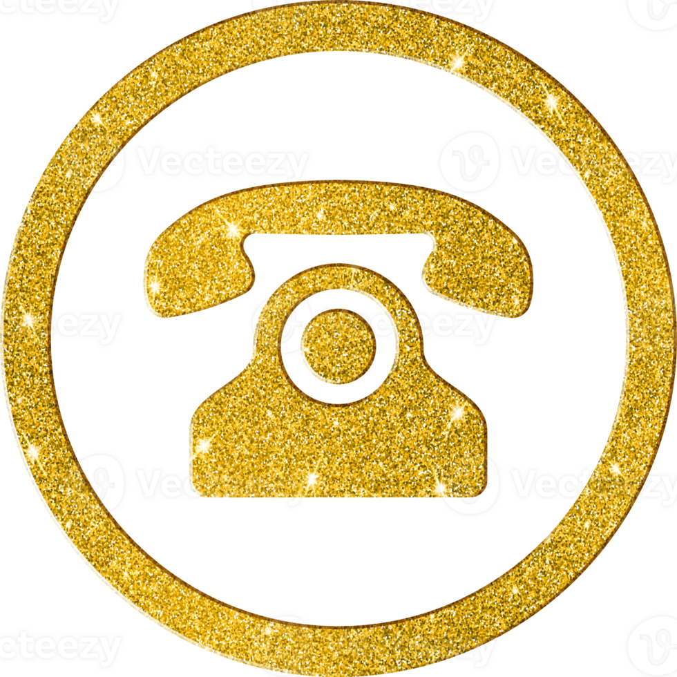 Retro Gold Glitter Telephone Communication Icon png