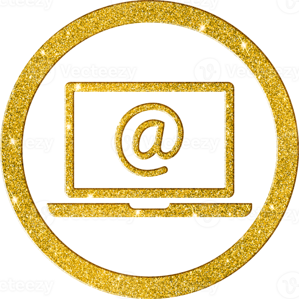Shimmering Gold Glitter Laptop Email Icon png