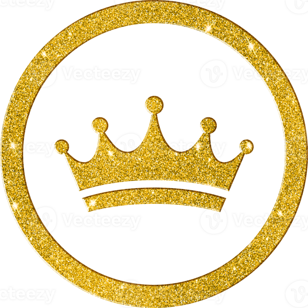 Gold Glitter Crown Icon for Royalty and Excellence png