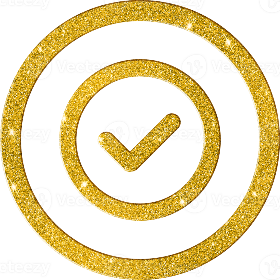 Glimmering Gold Glitter Checkmark Confirmation Icon png