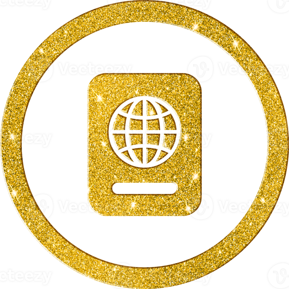 Gleaming Gold Glitter World Passport Icon png