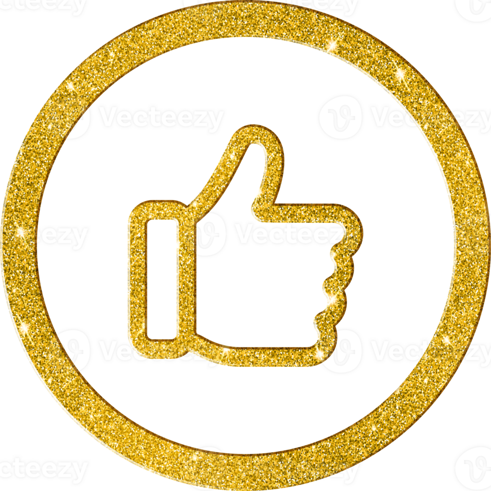 Sparkling Gold Glitter Thumbs Up Approval Icon png