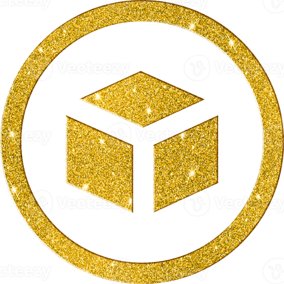 Gold Glitter Package Box Icon for Shipping and Delivery png