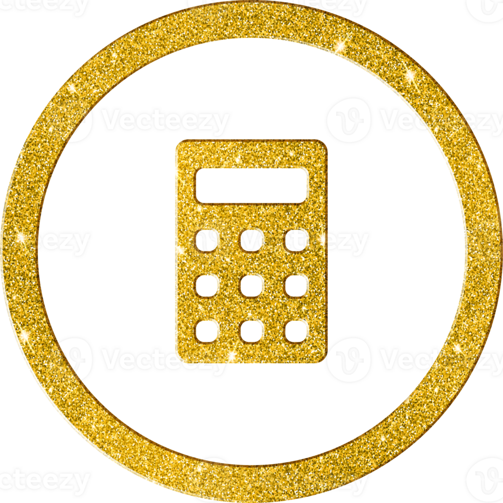 Shining Gold Glitter Calculator Icon png