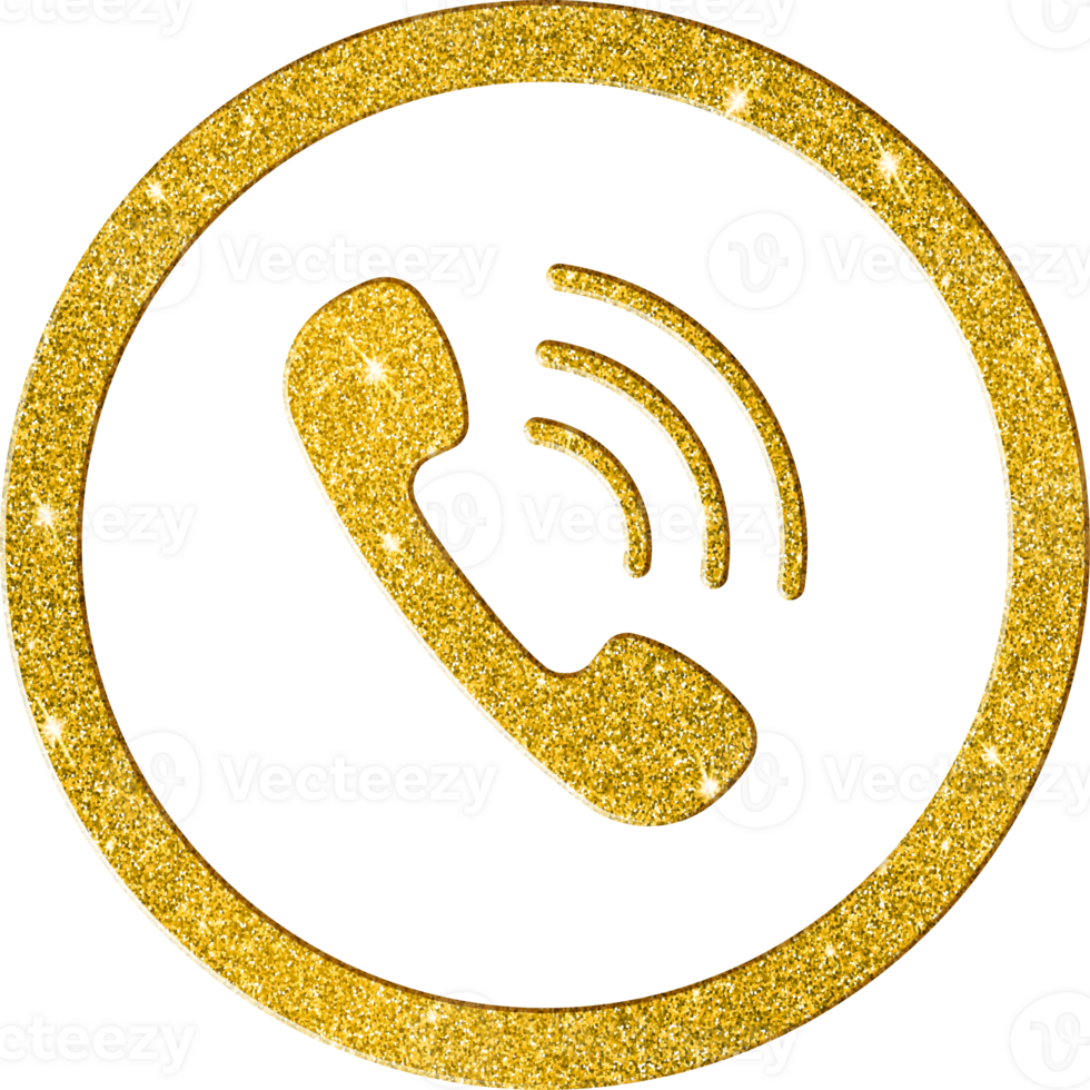 Elegant Gold Glitter Phone Call Icon png