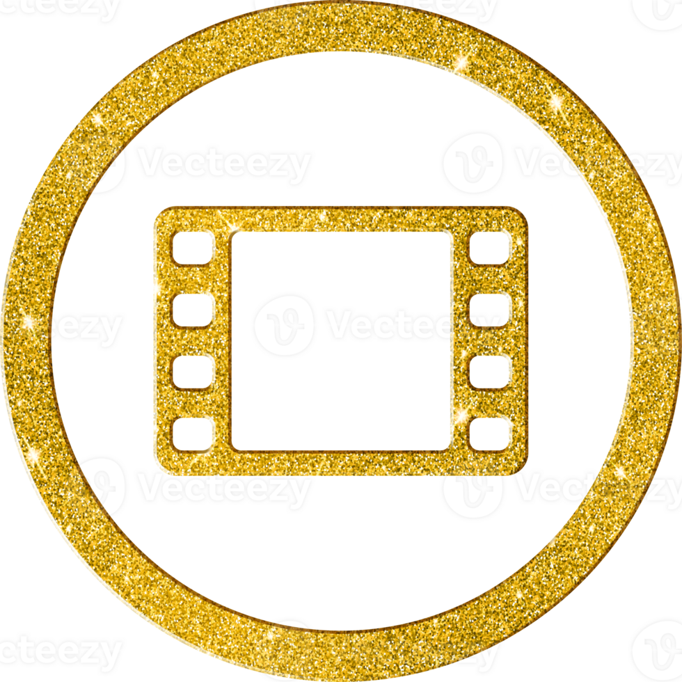 Luxury Gold Glitter Film Strip Icon for Cinema and Photography png