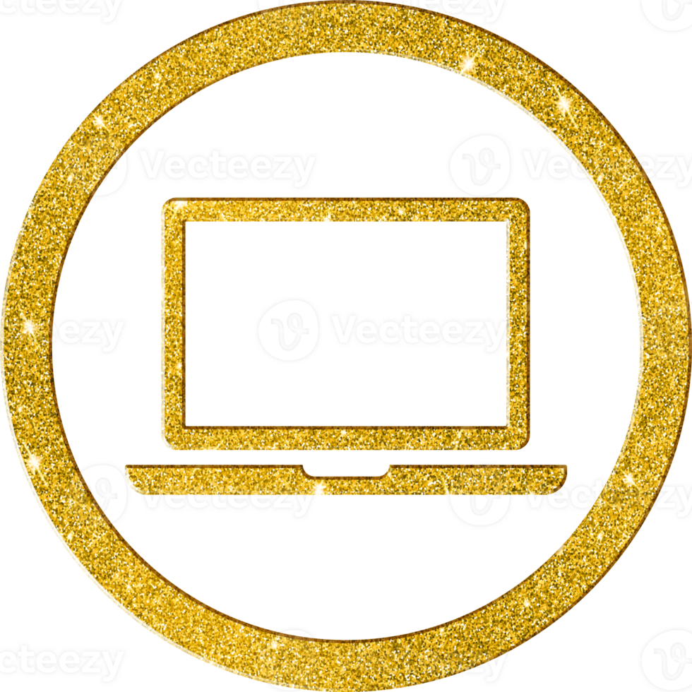 Gleaming Gold Computer Monitor Icon - Modern Screen Symbol png