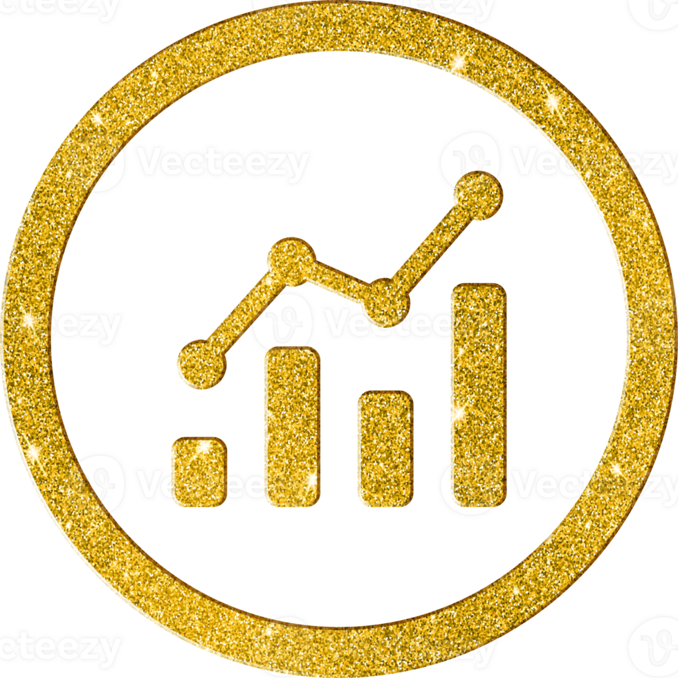 Gold Glitter Business Growth Chart Icon png