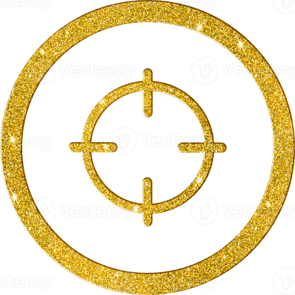 Gold Glitter Target Crosshairs Precision Icon png