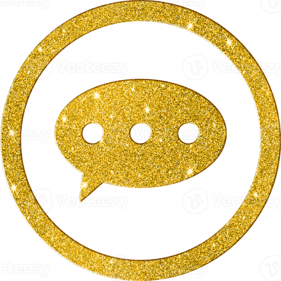 Gold Glitter Speech Bubble Icon for Communication png