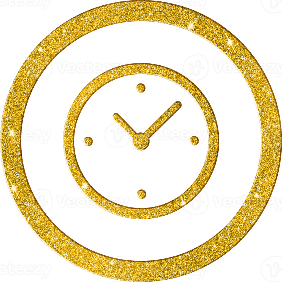 Shimmering Gold Glitter Elegant Clock Face Icon png