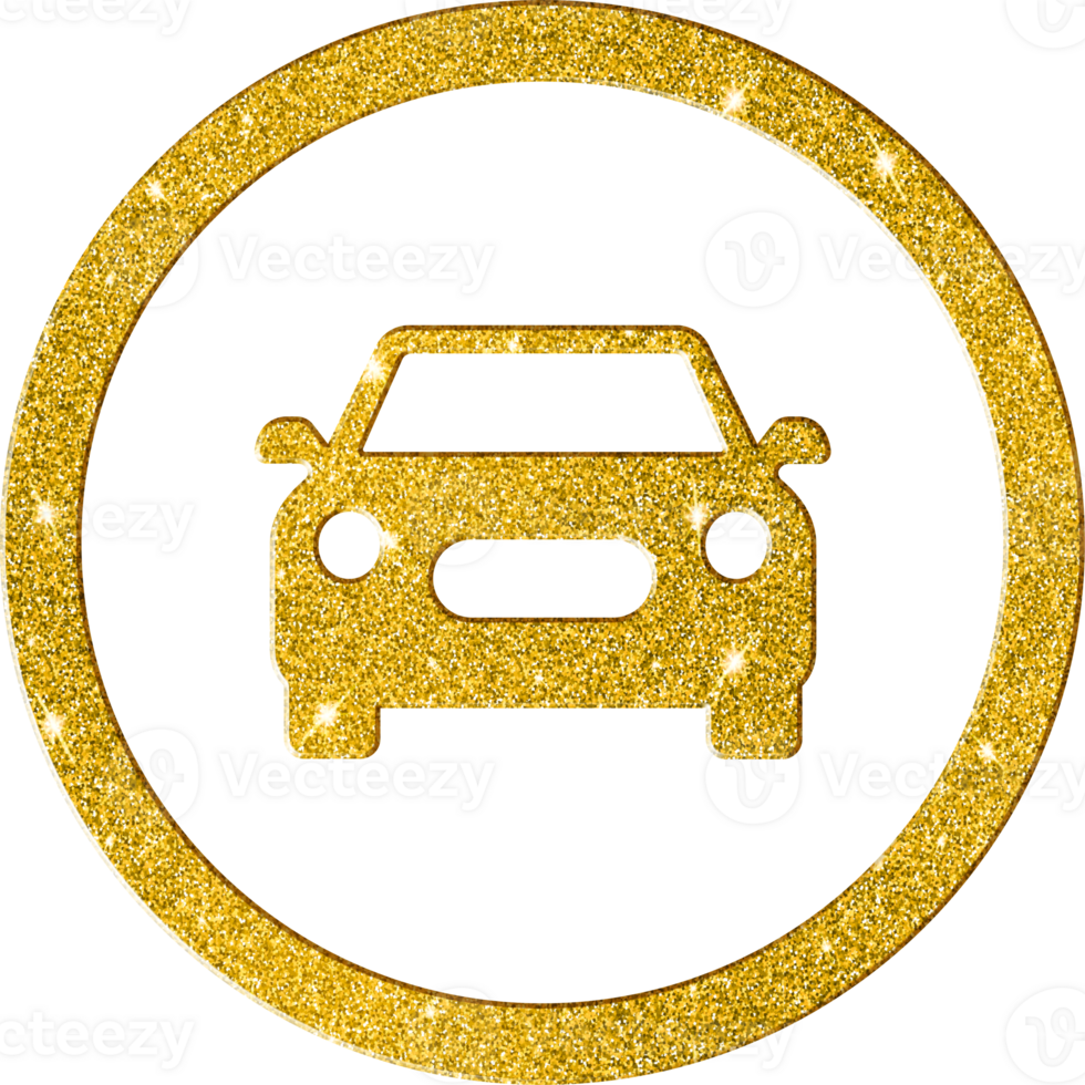 Elegant Gold Glitter Automobile Icon png