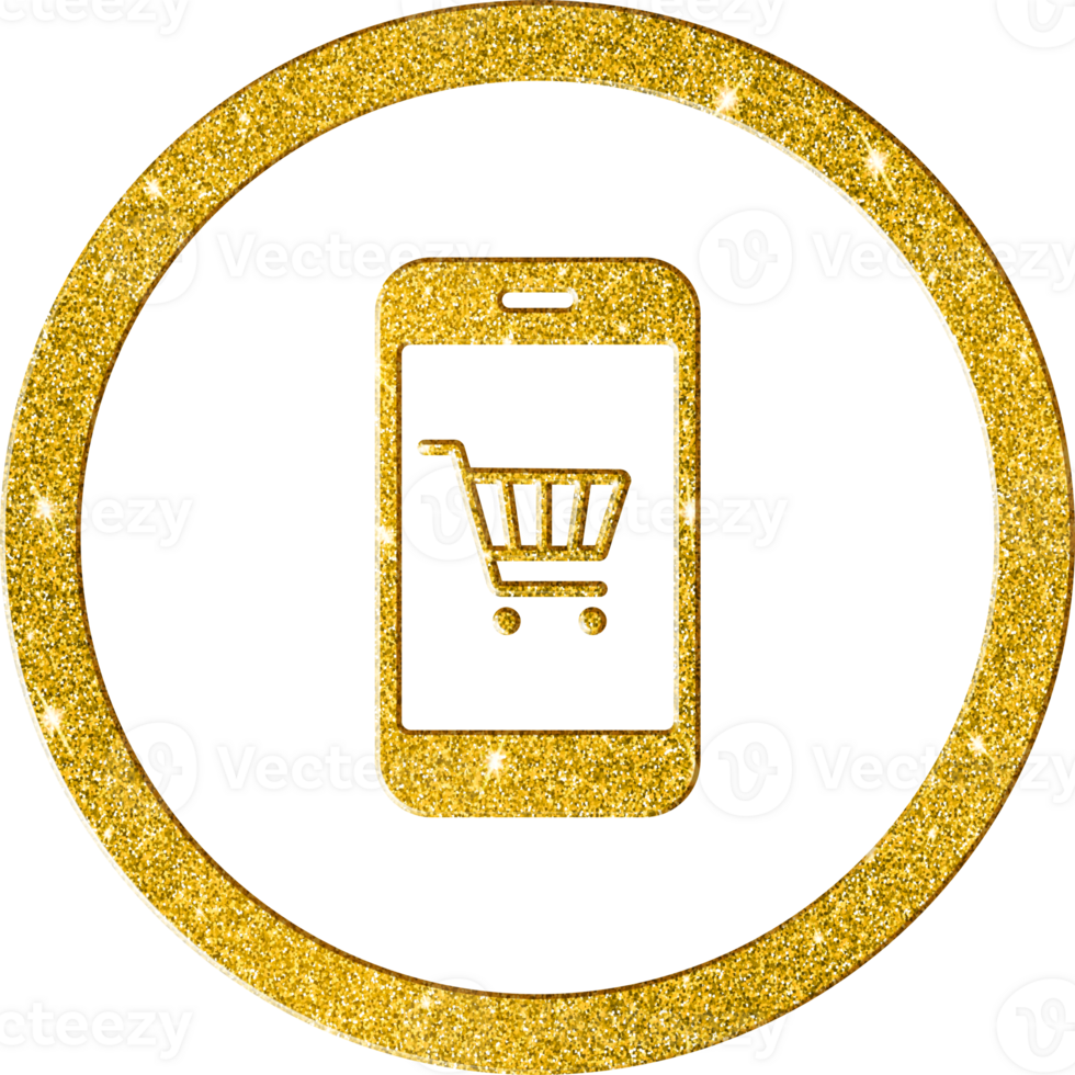 Shimmering Gold Glitter Mobile Shopping Icon png