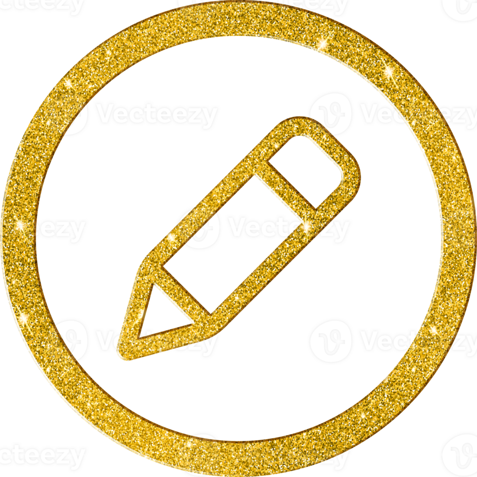 Deluxe Gold Glitter Edit Pencil Design Icon png