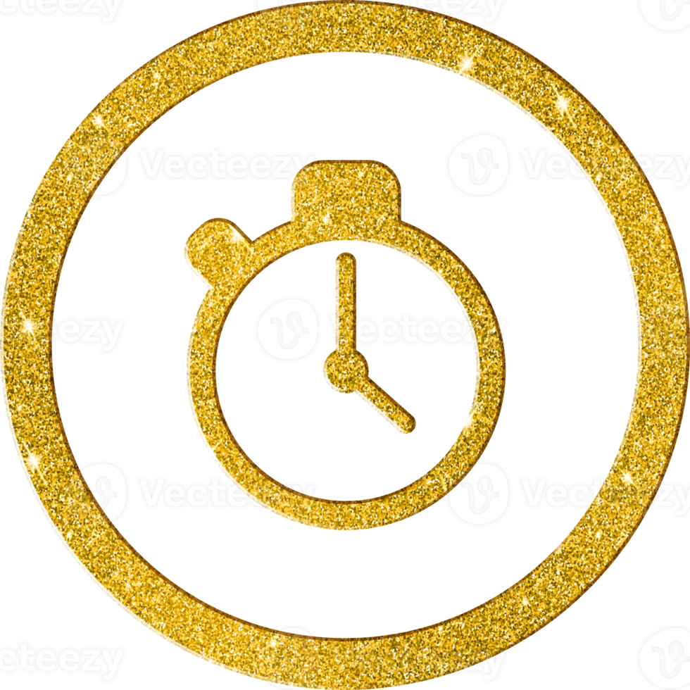 Shimmering Gold Alarm Clock Icon - Glittering Time Alert Symbol png