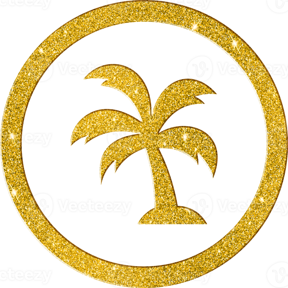 Gold Glitter Palm Tree Tropical Icon png