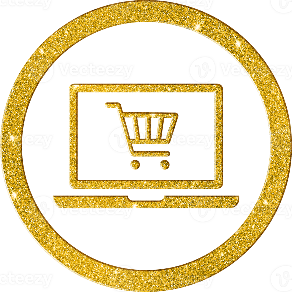 Deluxe Gold Glitter Online Shopping Monitor Icon png