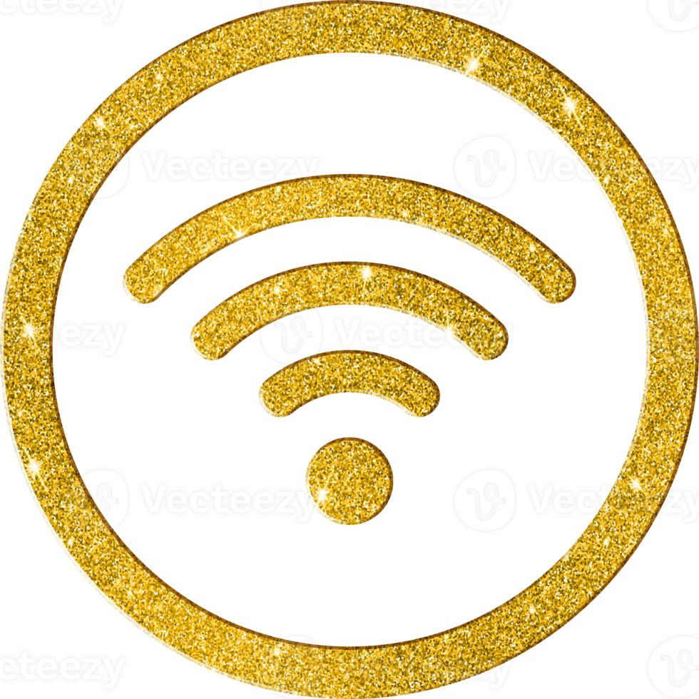Gleaming Gold Wi-Fi Signal Icon - Wireless Internet Access Symbol png