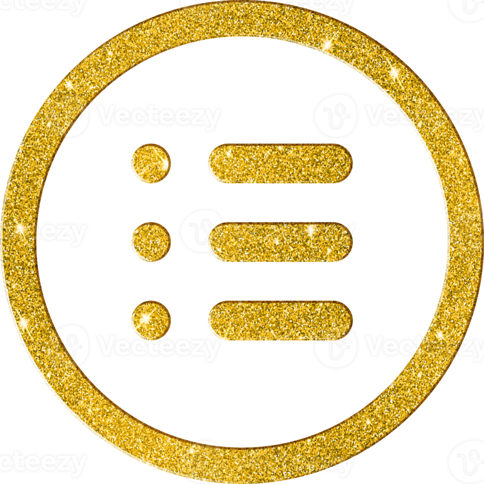 Elegant Gold Glitter Menu Options Icon png