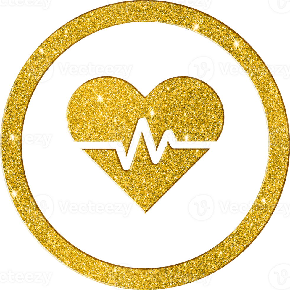 Gleaming Gold Glitter Heartbeat Icon png