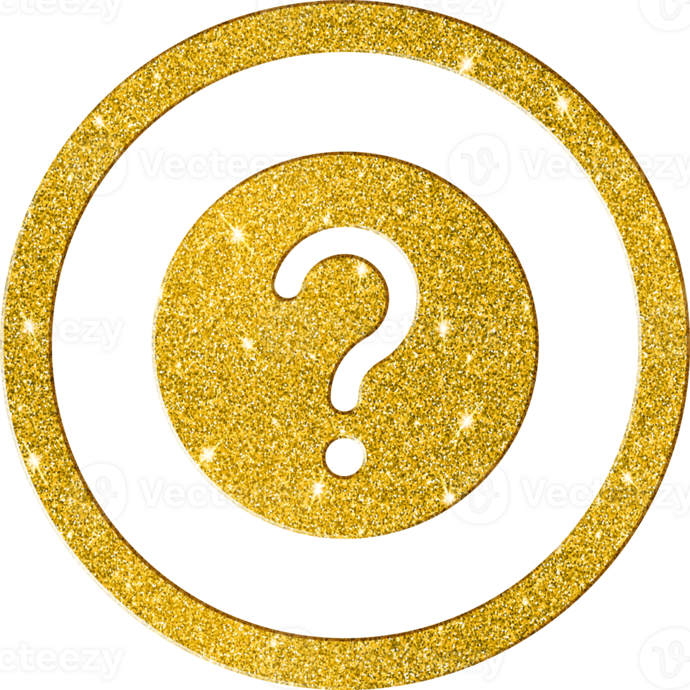 Sparkling Gold Glitter Question Mark Inquiry Icon png