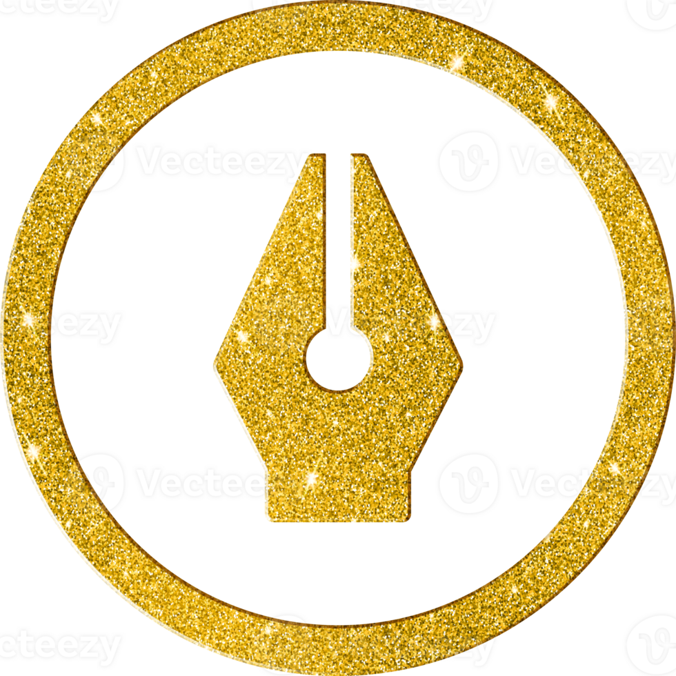 Elegant Gold Glitter Fountain Pen Nib Icon png