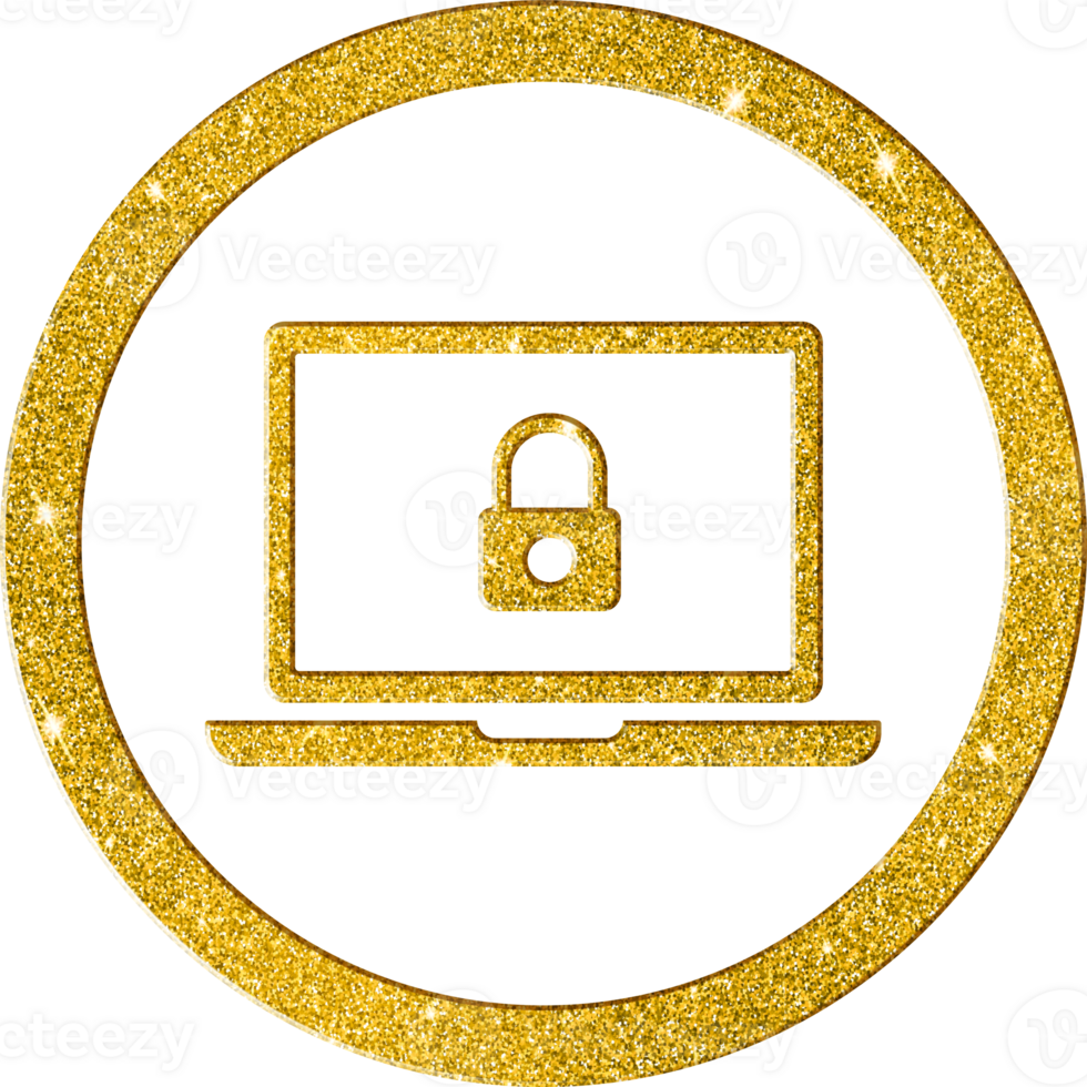 Elegant Gold Glitter Security Lock Icon png