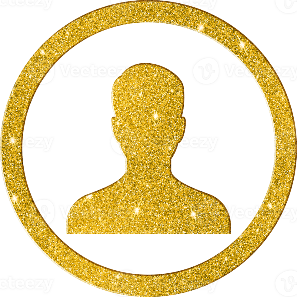 Sparkling Gold User Profile Icon - Elegant Person Symbol png