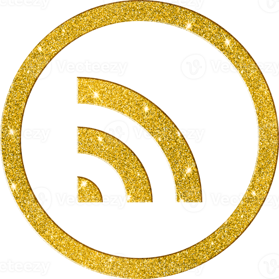 Glittering Gold RSS Feed Icon - Digital Subscription Symbol png