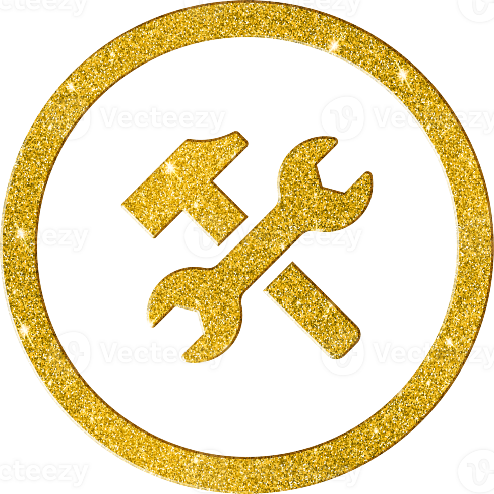 Gold Glitter Tools Settings Icon png