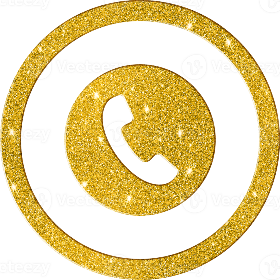 Golden Glitter Phone Call Icon for Communication png