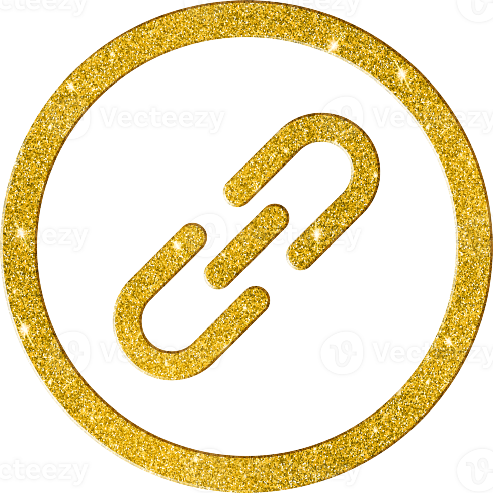 Shining Gold Glitter Link Chain Connectivity Icon png