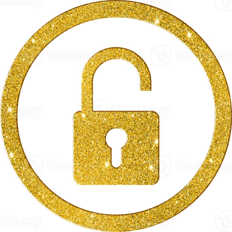 Glittering Gold Padlock Icon - Secure Lock Symbol png