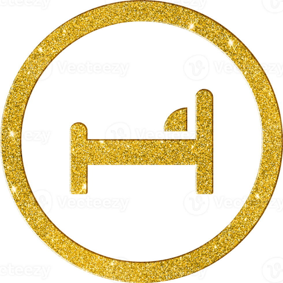 Luxury Gold Glitter Bed Icon for Hospitality and Furniture png